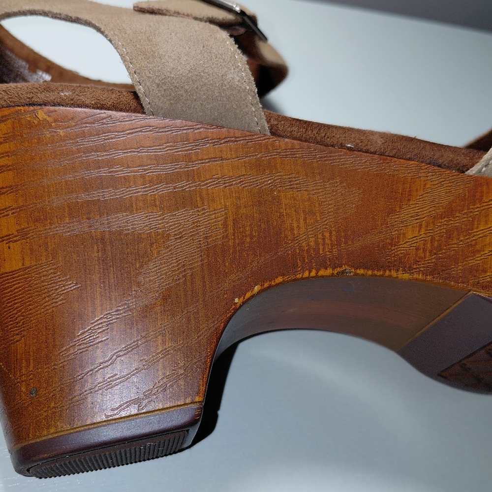 White Mountain Taupe Suede Platform Clog with Ankle Strap - Picture 9 of 16
